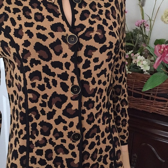 Jones New York cheetah animal print cardigan - Picture 3 of 10